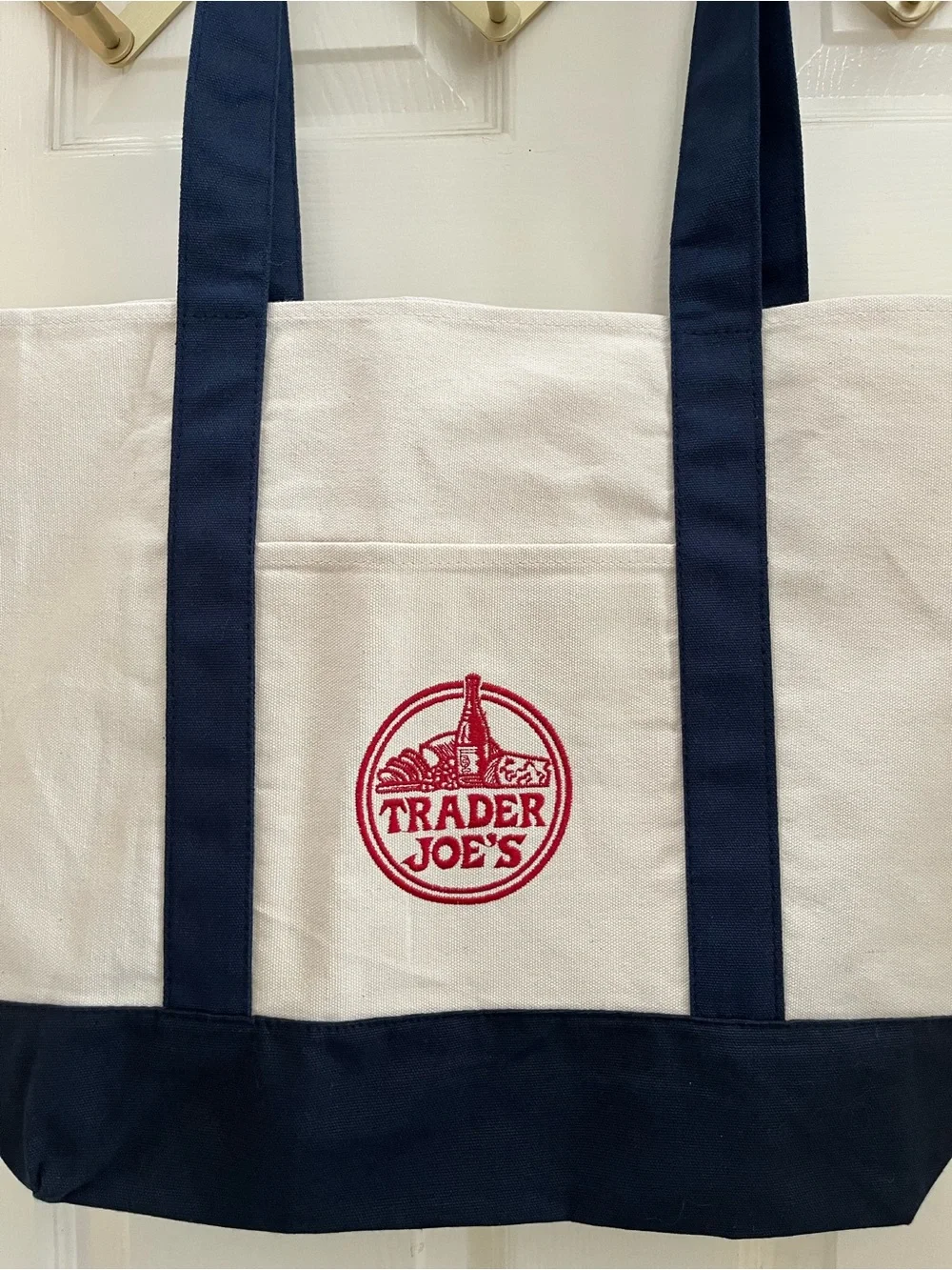 Navy & White/Cream Canvas Reusable Tote/Market Bag